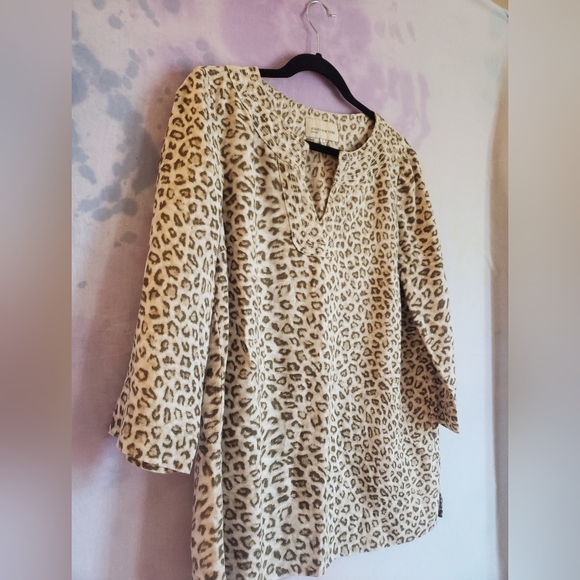 Jones New York tunic. Subtle leopard print, 100% linen. - Picture 4 of 4